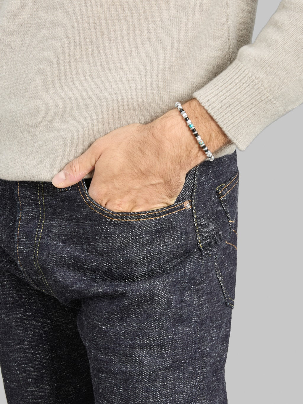 Mikia Hematite Roundel Bracelet Jet Turquoise