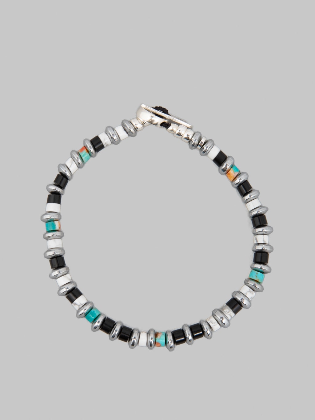 Mikia Hematite Roundel Bracelet Jet Turquoise
