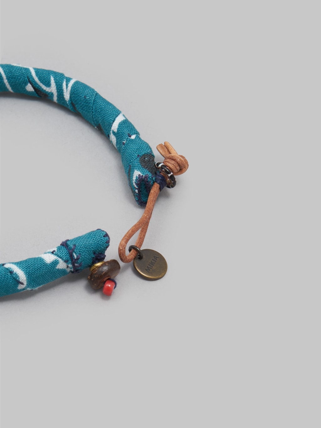 mikia bandana bracelet blue green  leather cord