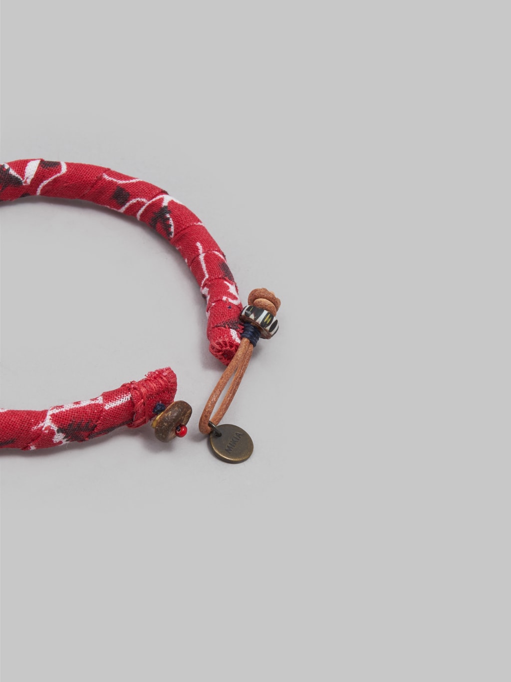 mikia bandana bracelet red leather cord