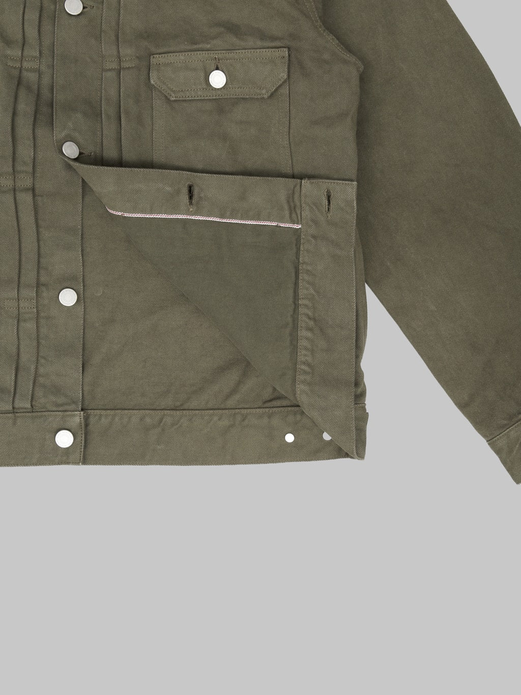 Momotaro Jeans MMGJ6004 #002 Moss Type II Denim Jacket Khaki