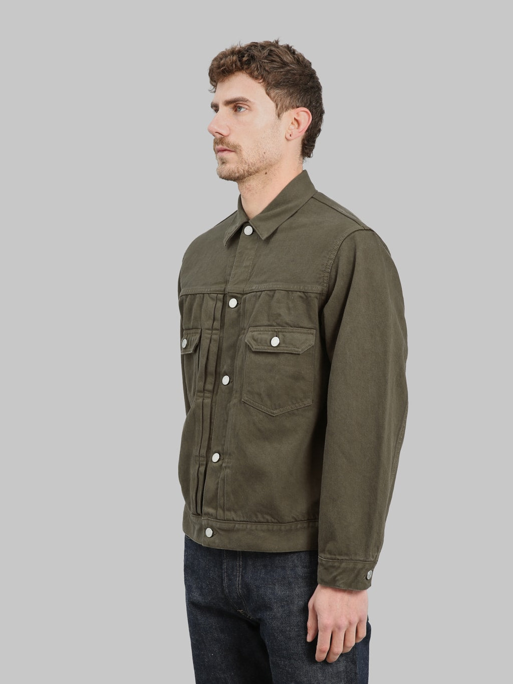Momotaro Jeans MMGJ6004 #002 Moss Type II Denim Jacket Khaki