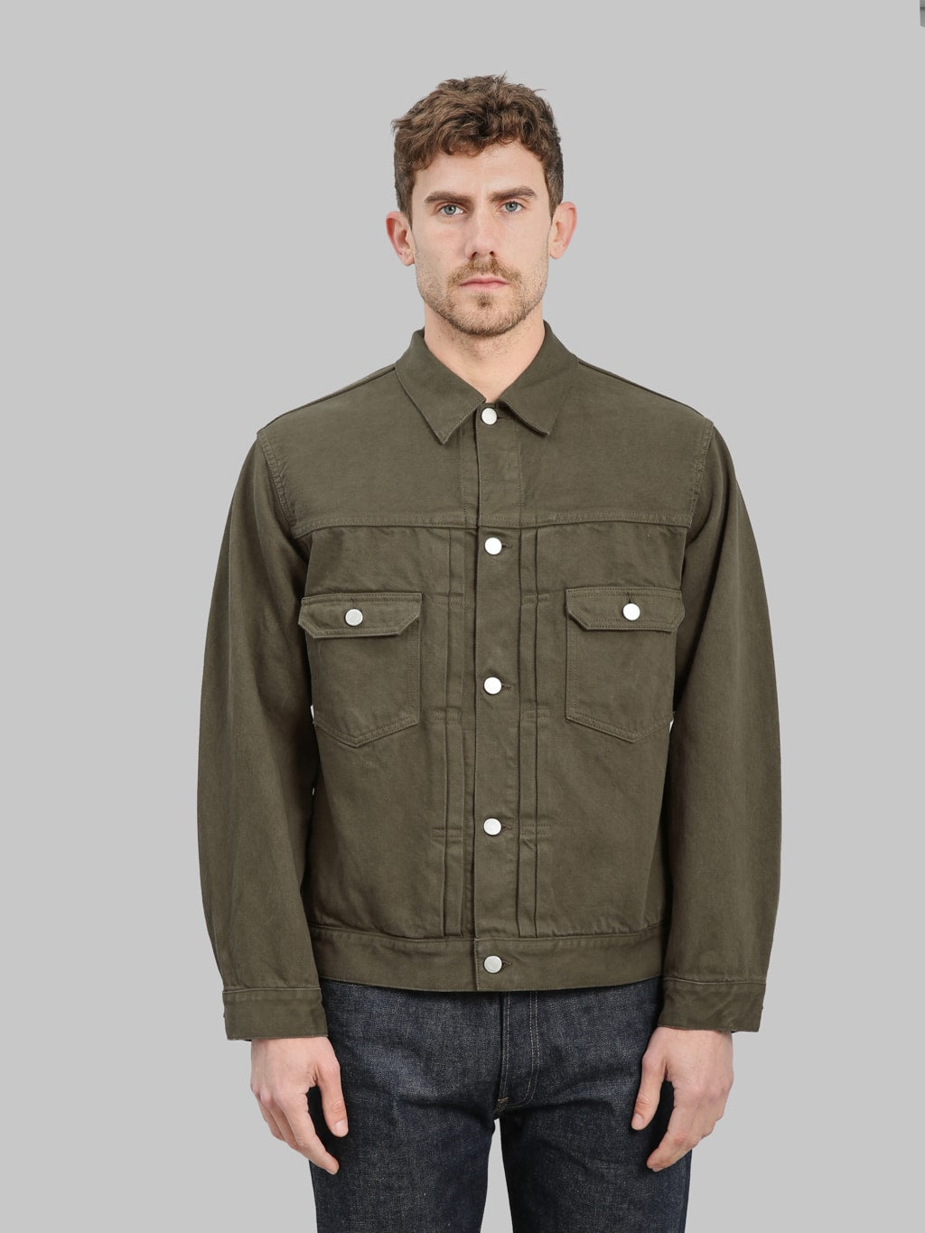 Momotaro Jeans MMGJ6004 #002 Moss Type II Denim Jacket Khaki