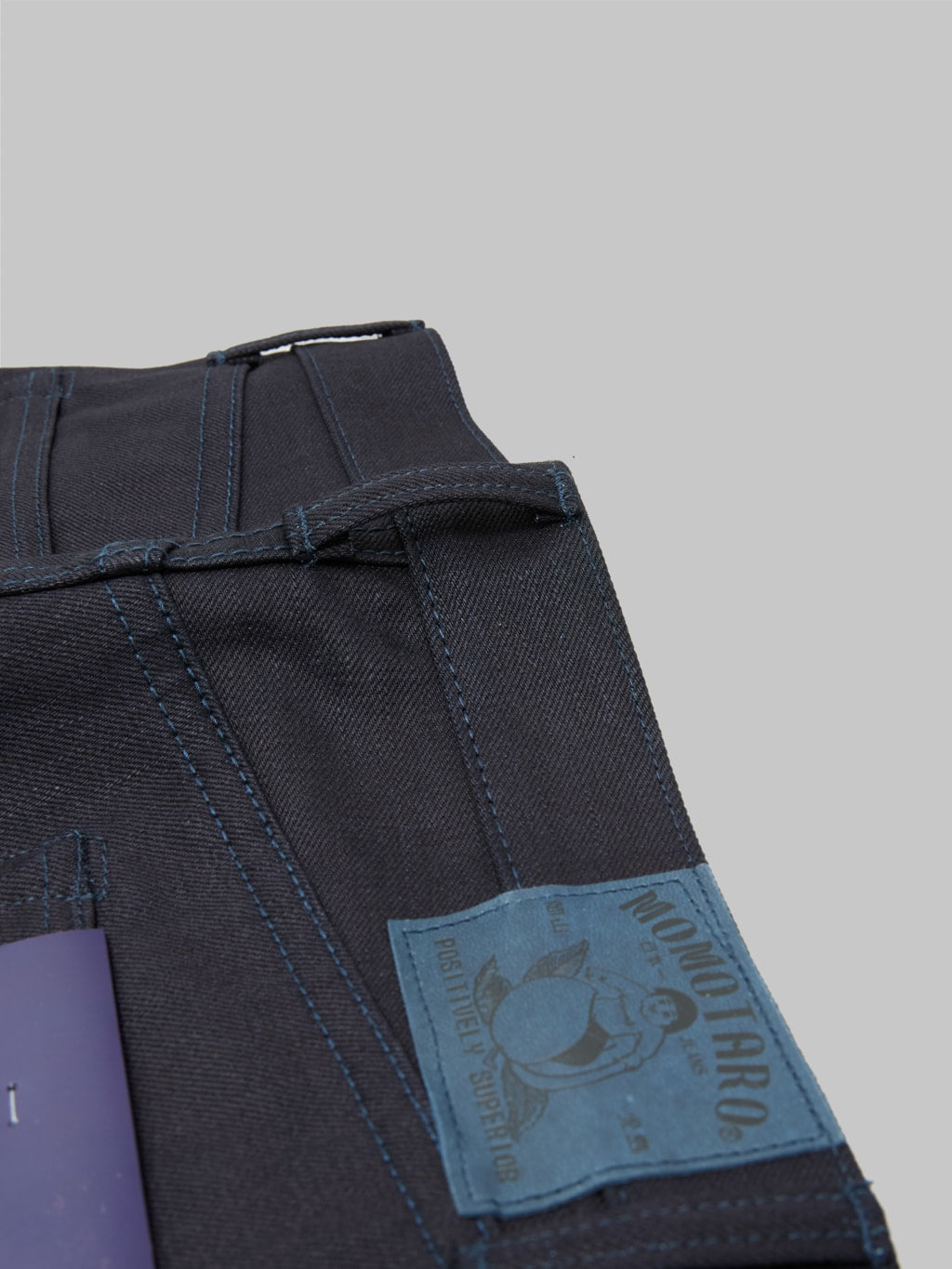 momotaro 0306 indigo x black tight tapered selvedge jeans belt loop