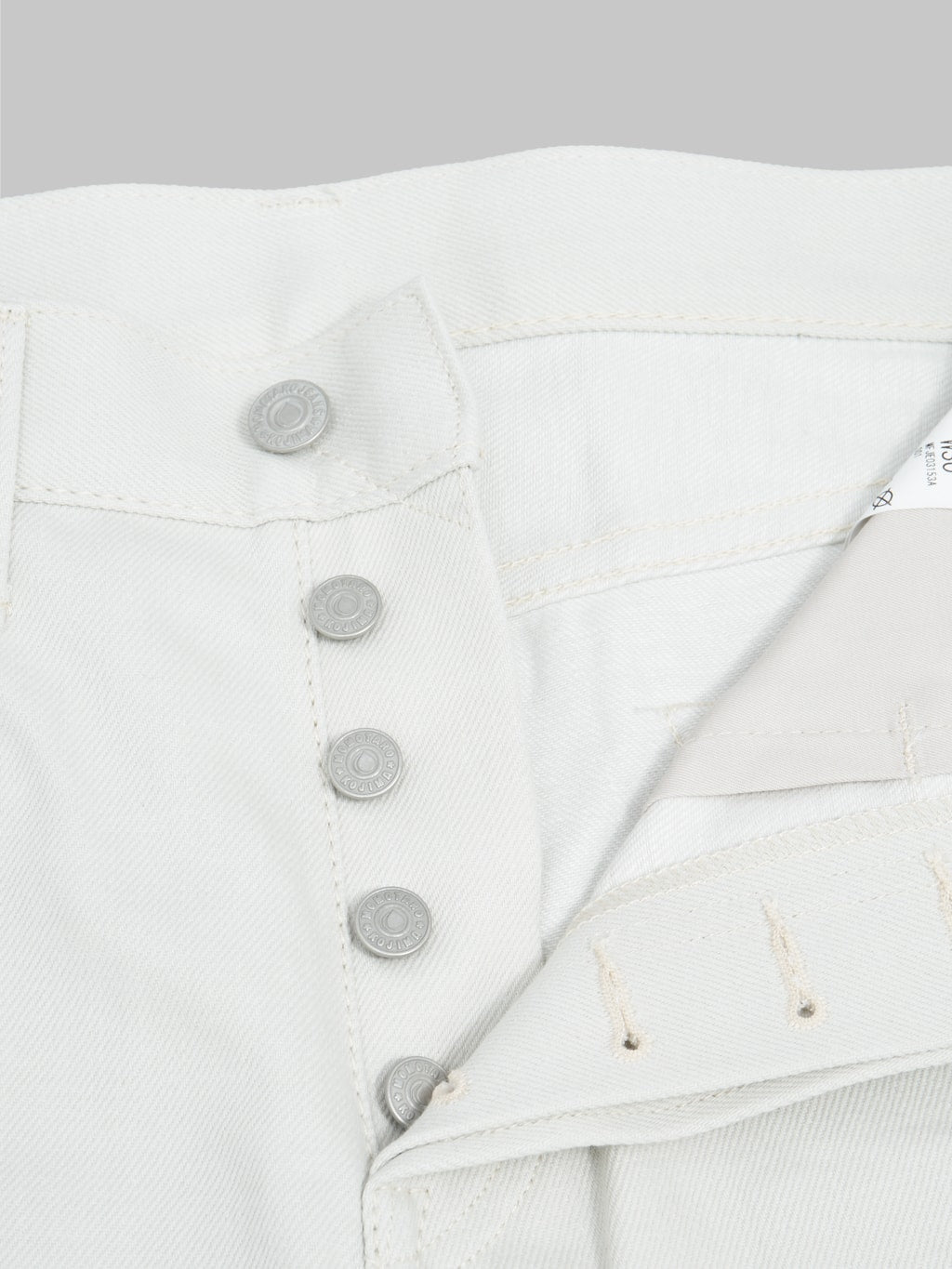 momotaro 0306 ivory 13oz selvedge denim tight tapered jeans  buttons