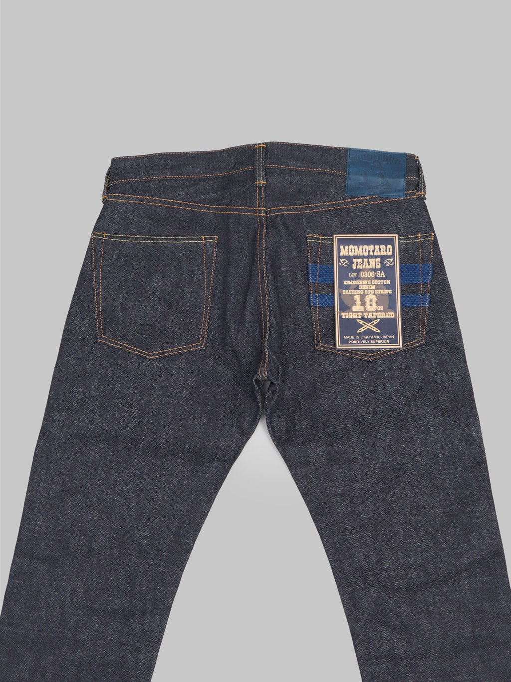 Momotaro 0306 SA 18oz Tight Tapered Sashiko GTB back details