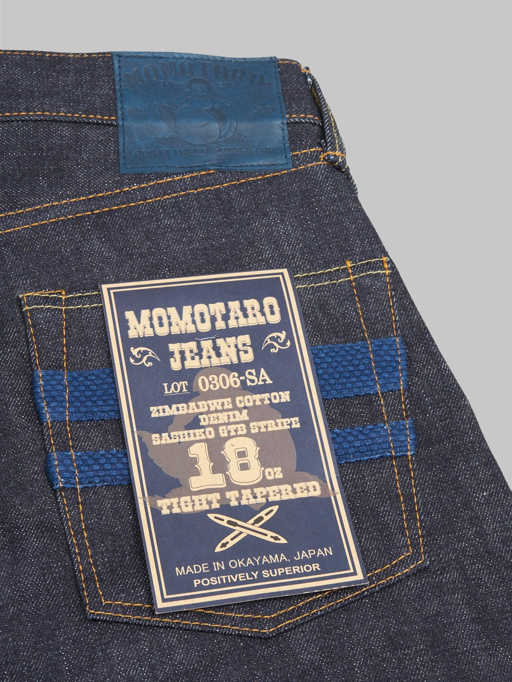 Momotaro 0306 SA 18oz Tight Tapered Sashiko GTB  pocket flasher