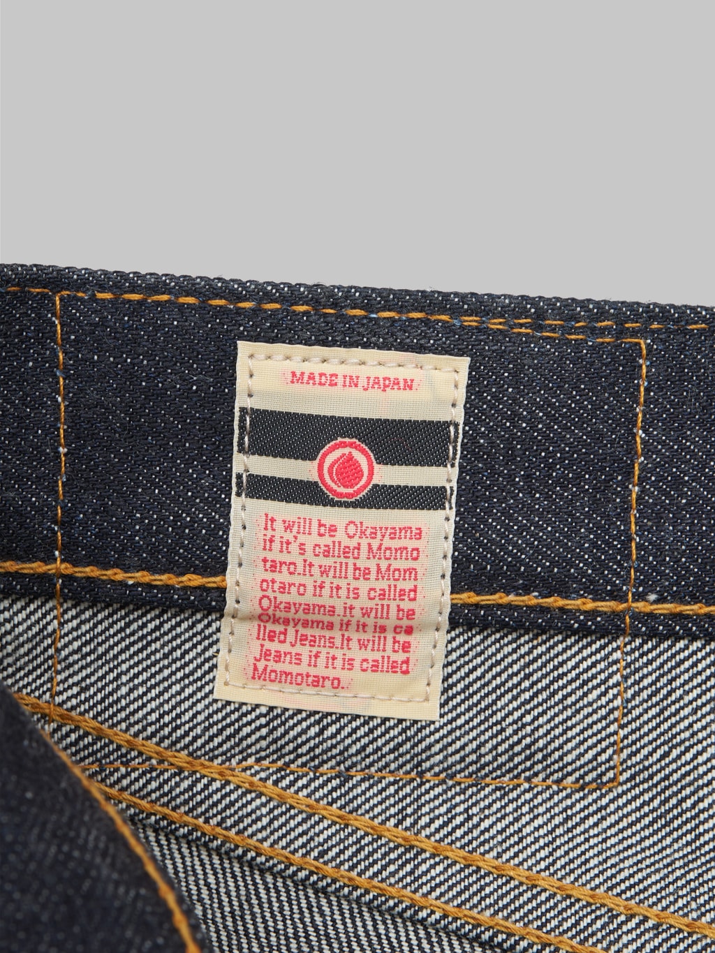 momotaro 0306 sa 18oz tight tapered sashiko gtb jeans interior tag