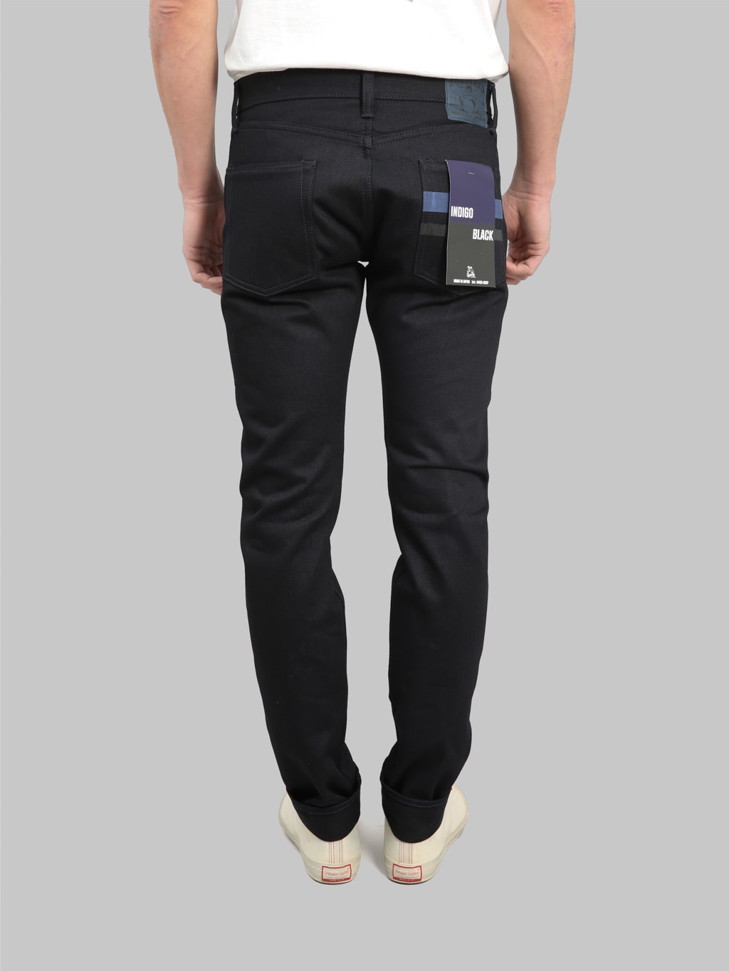 momotaro 0405 indigo x black selvedge high tapered jeans back fit