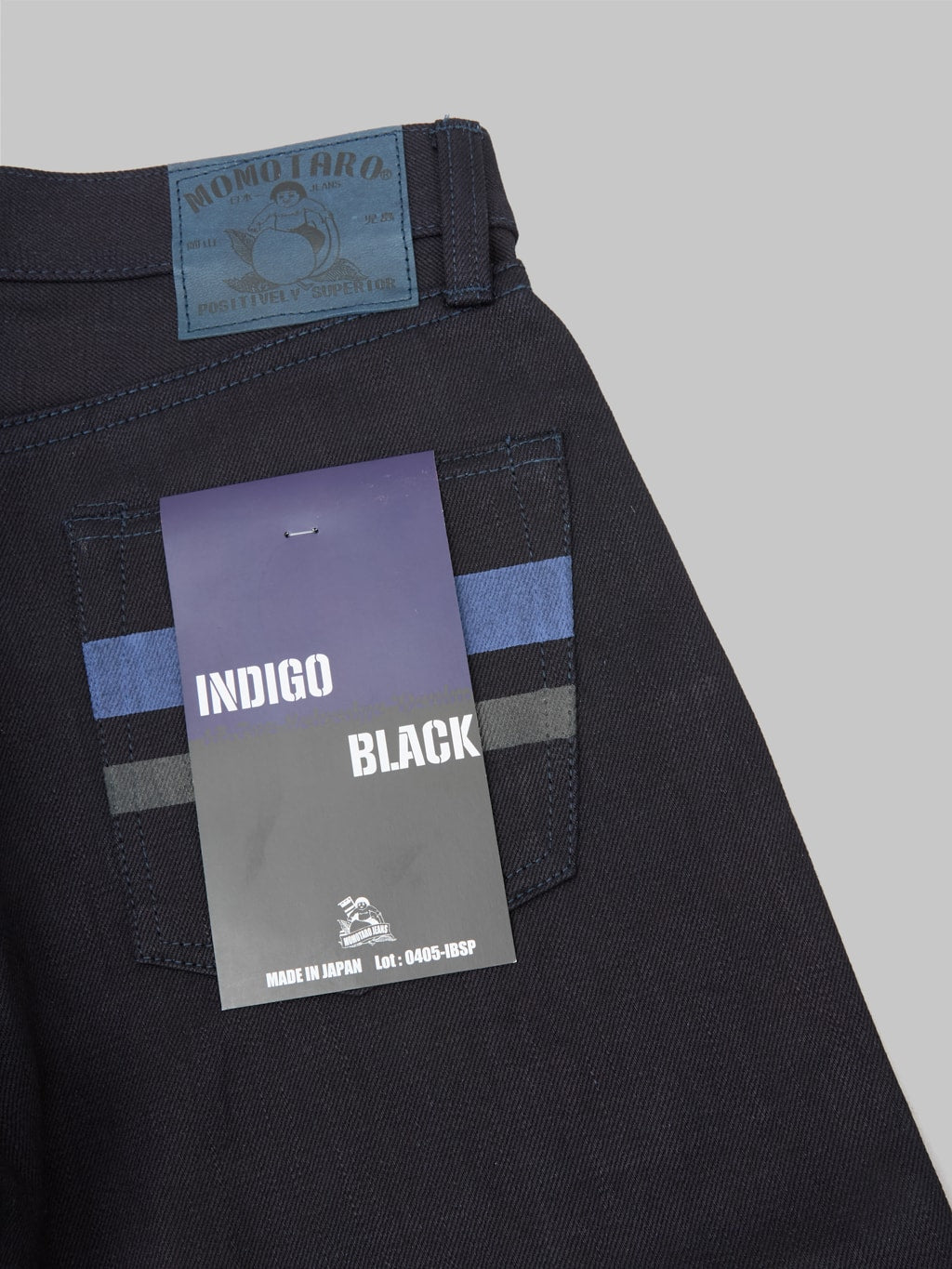 momotaro 0405 indigo x black selvedge high tapered jeans pocket flasher