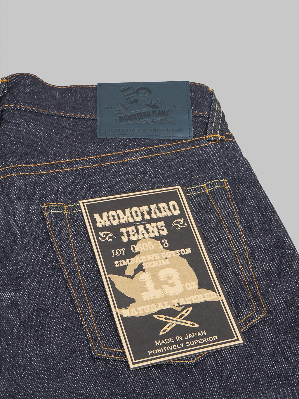 momotaro 0605 13 indigo jeans natural tapered 13oz pocket flasher