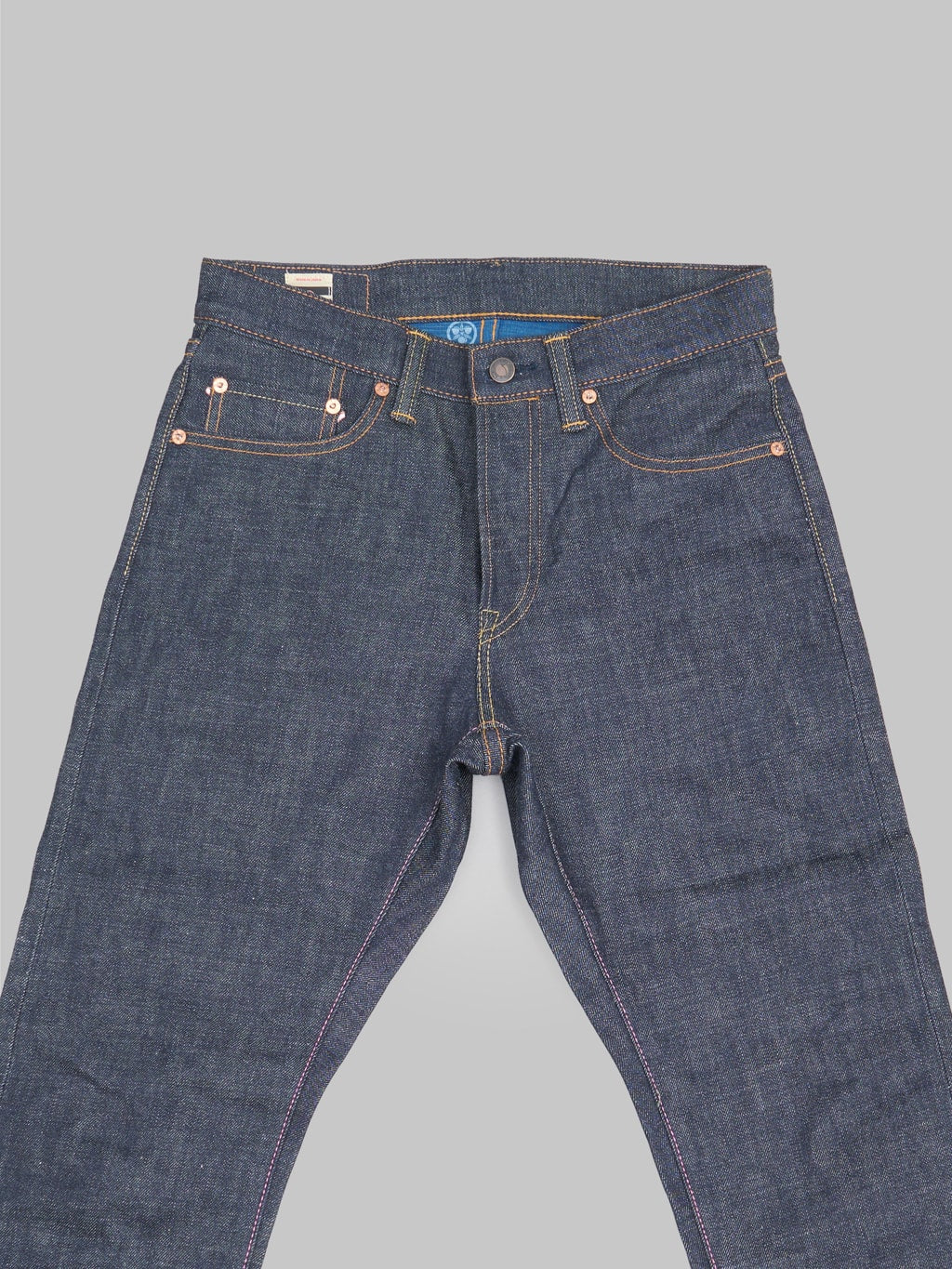 momotaro 0605 40 legacy blue natural tapered jeans front details