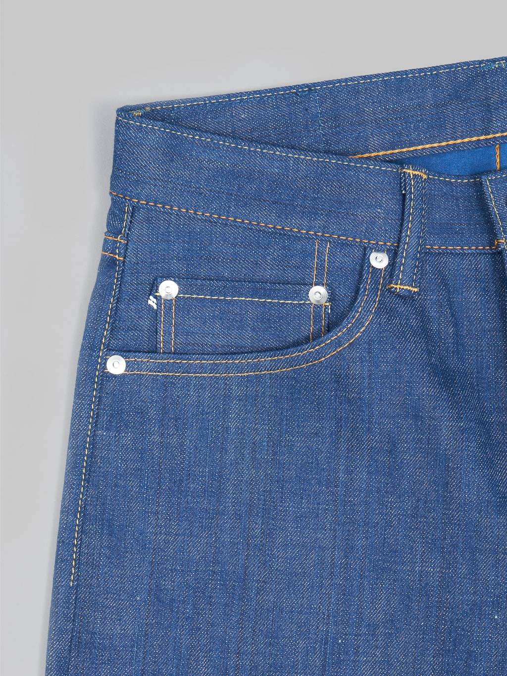 momotaro 0605 ai natural indigo dyed natural tapered denim jeans coin pocket