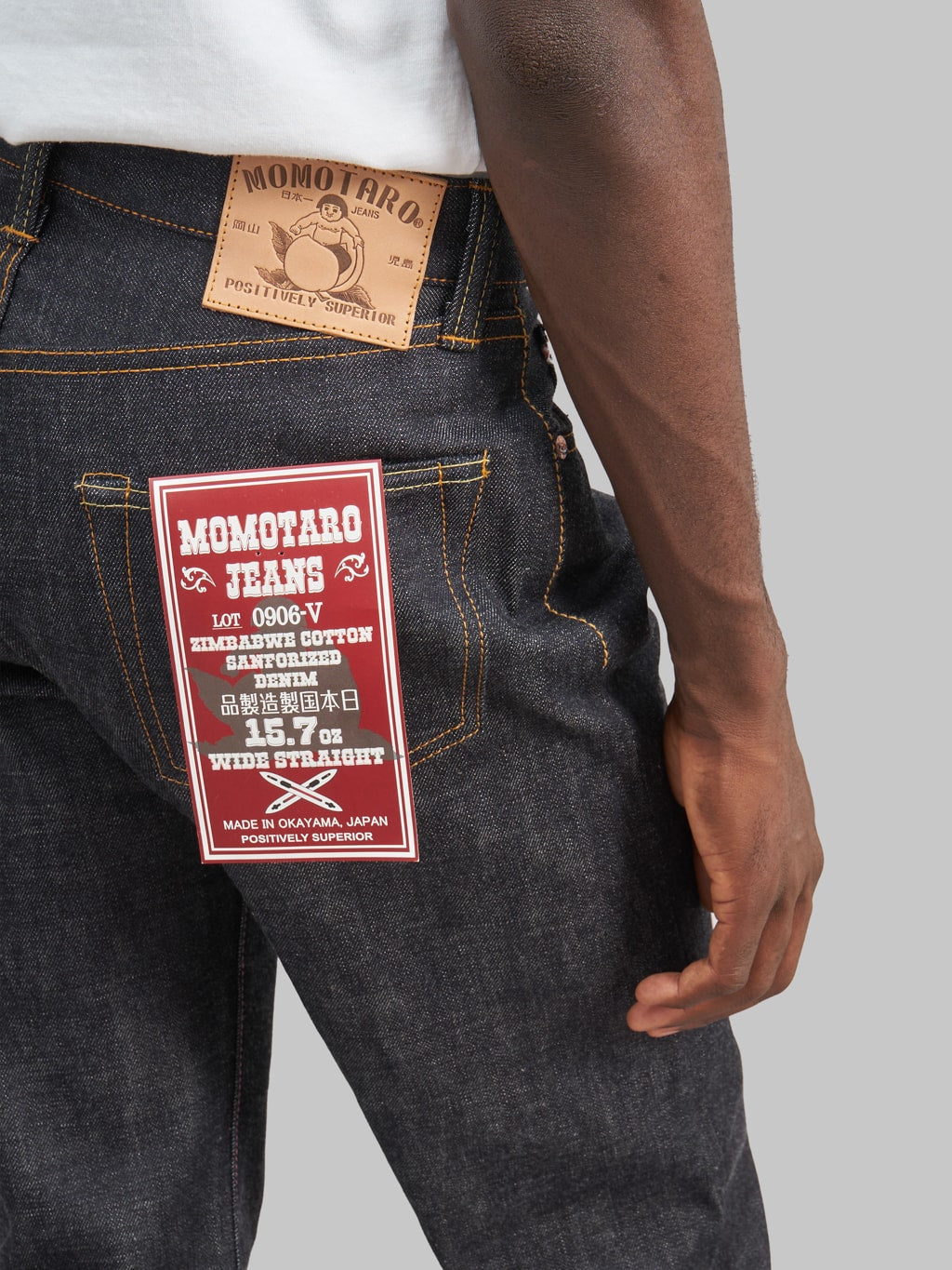 momotaro 0906 v classic straight jeans pocket details