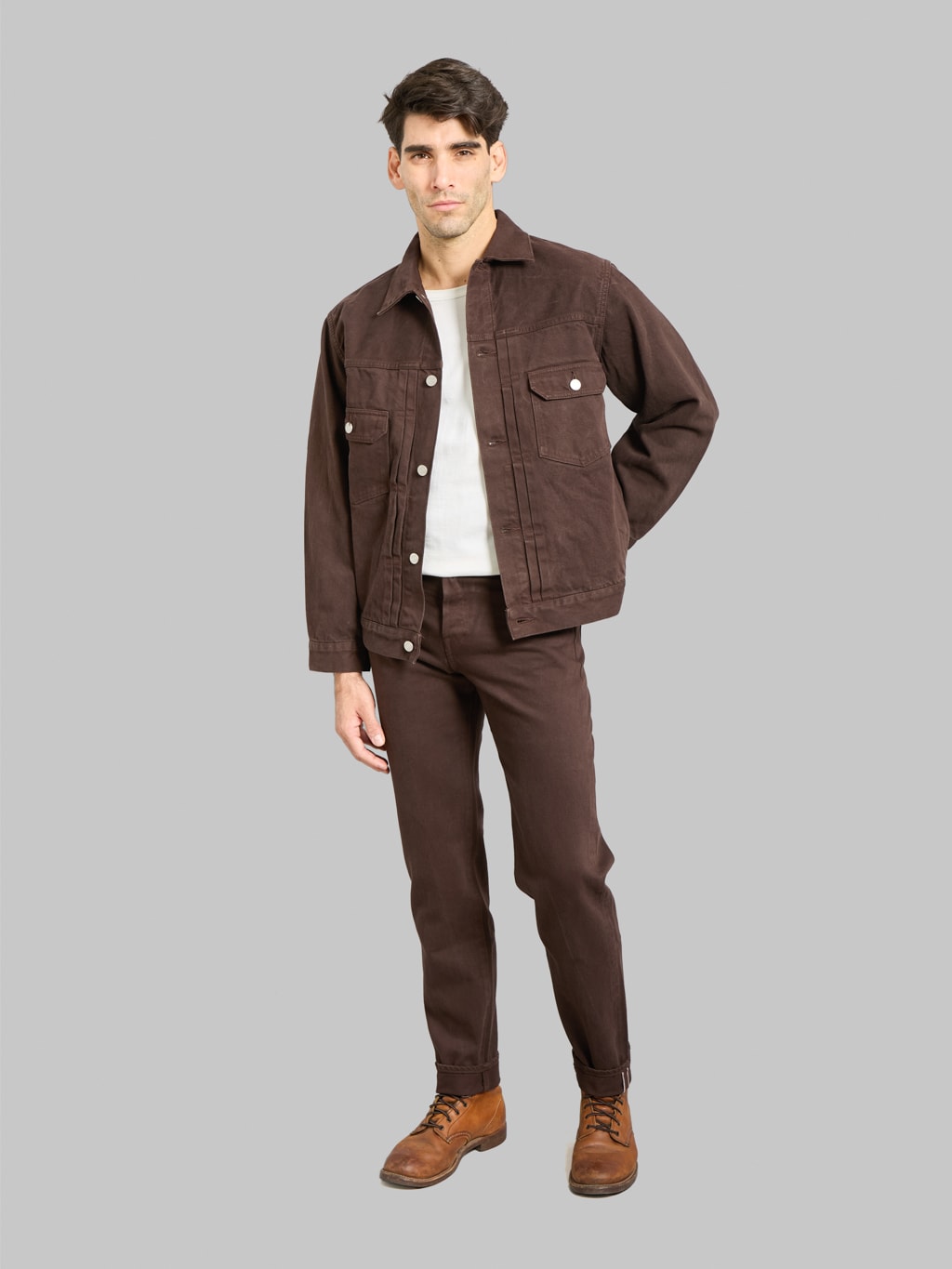Momotaro MMJE6300 15oz #200 Tapered "Onigurumi Dyed" Jeans Brown