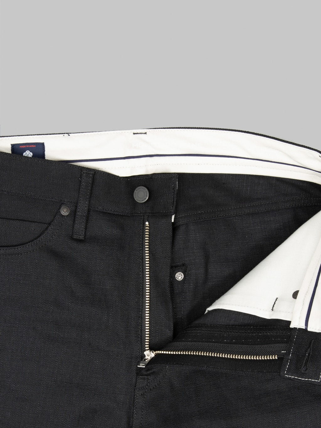 Momotaro MMJZ1400 Standard Wide Jeans Black zip button