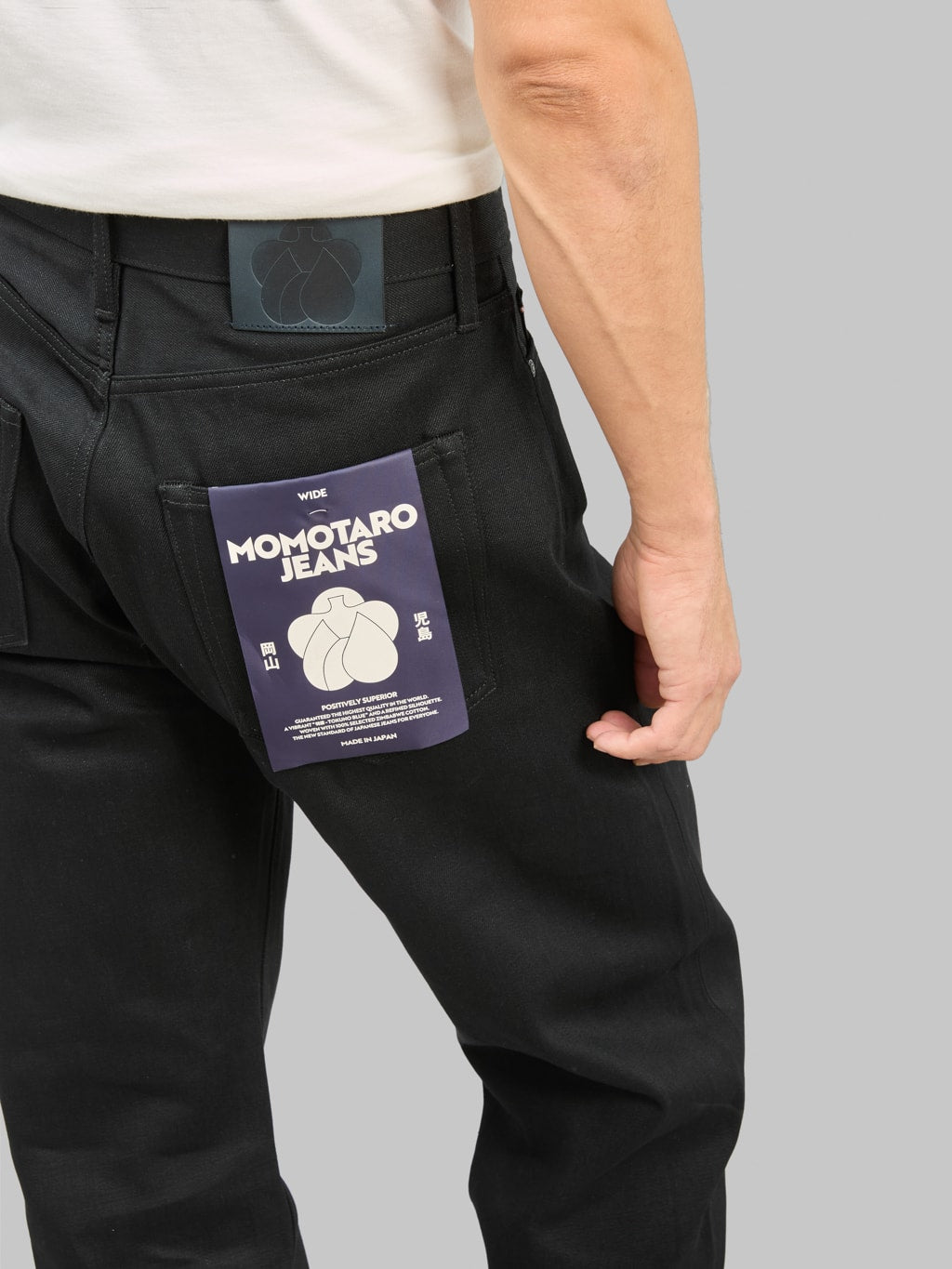 Momotaro MMJZ1400 Standard Wide Jeans Black back pocket