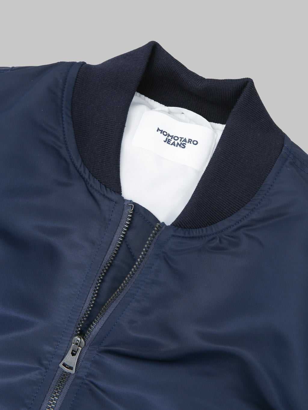 Momotaro Jeans MMOT6311 Embroidery MA1 Jacket Navy ribbed collar
