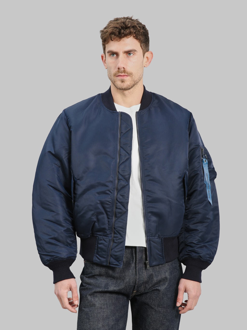 Momotaro Jeans MMOT6311 Embroidery MA1 Jacket Navy styled