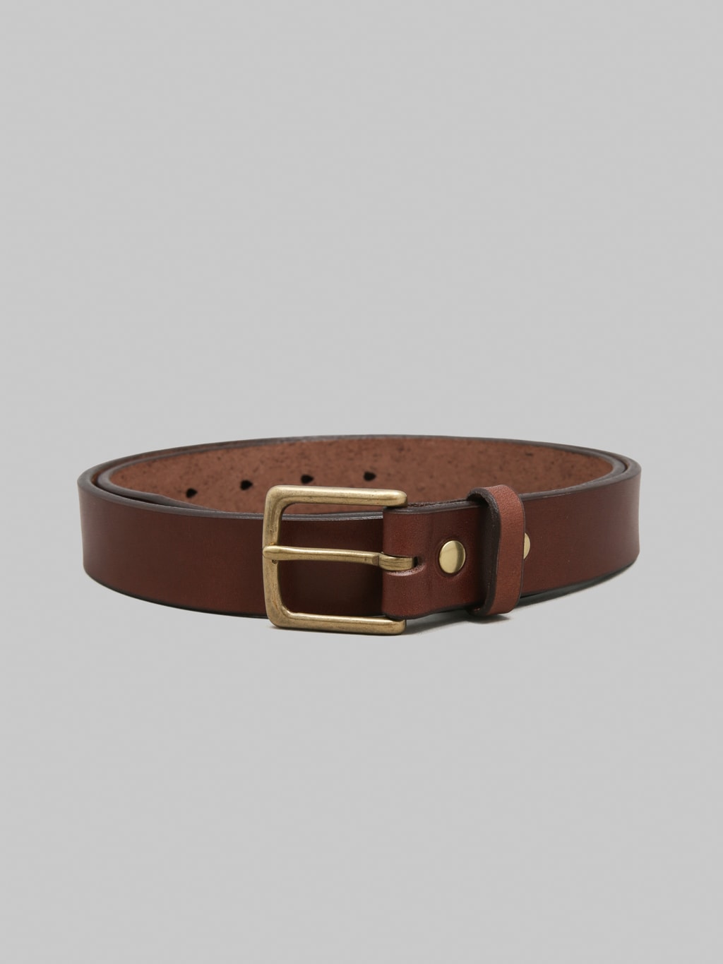 Momotaro Jeans MMGD1001 Gold Buckle Benz Leather Belt Brown