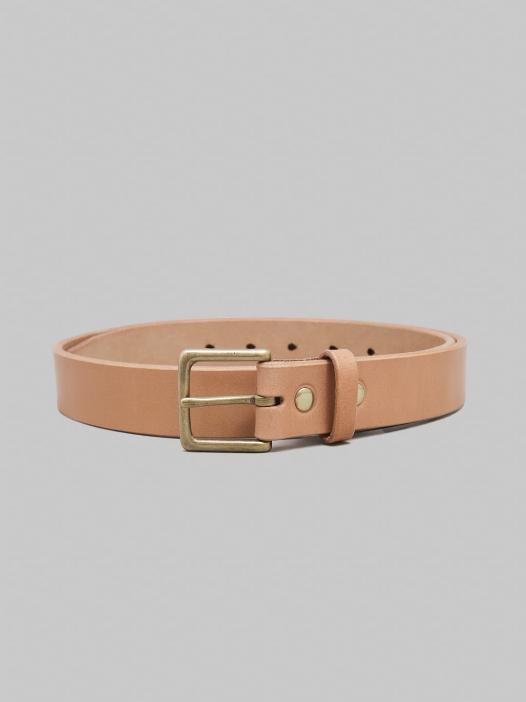 Momotaro Jeans MMGD1001 Gold Buckle Benz Leather Belt Natural