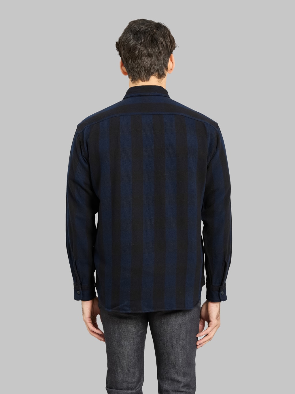 Momotaro Jeans MMLS6002 Block Check Shirt Navy