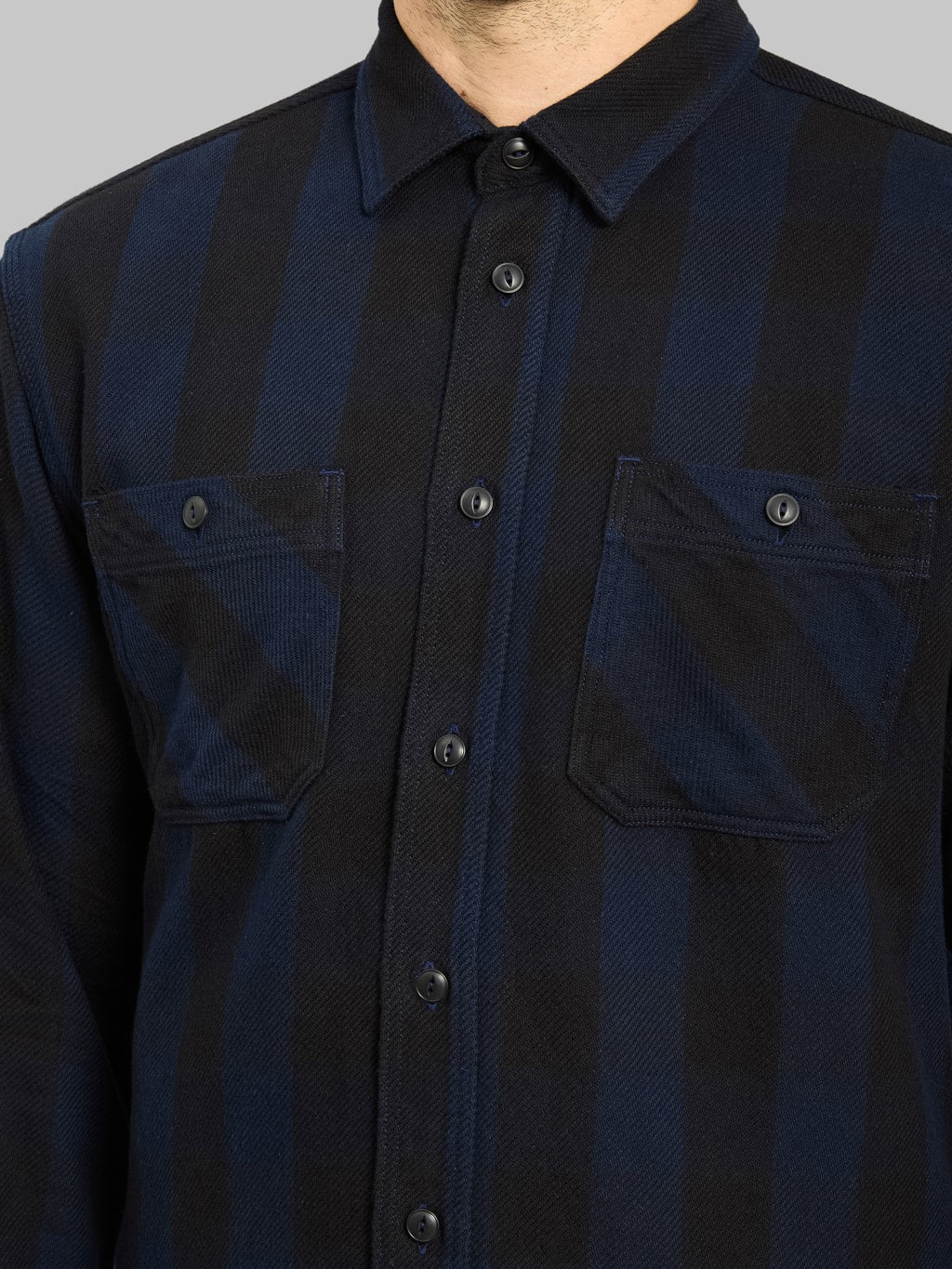 Momotaro Jeans MMLS6002 Block Check Shirt Navy