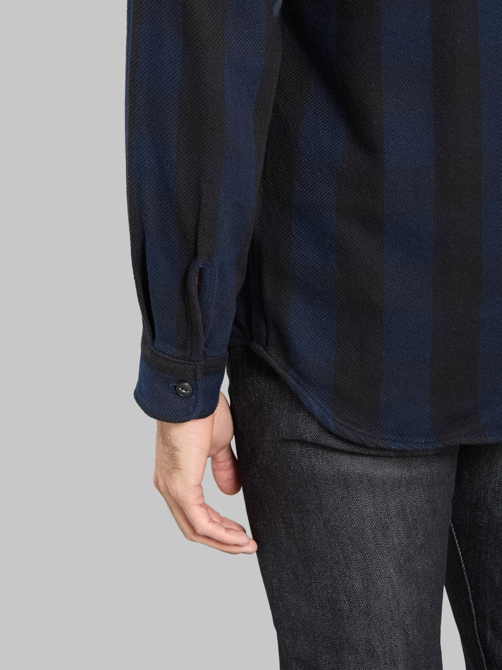 Momotaro Jeans MMLS6002 Block Check Shirt Navy