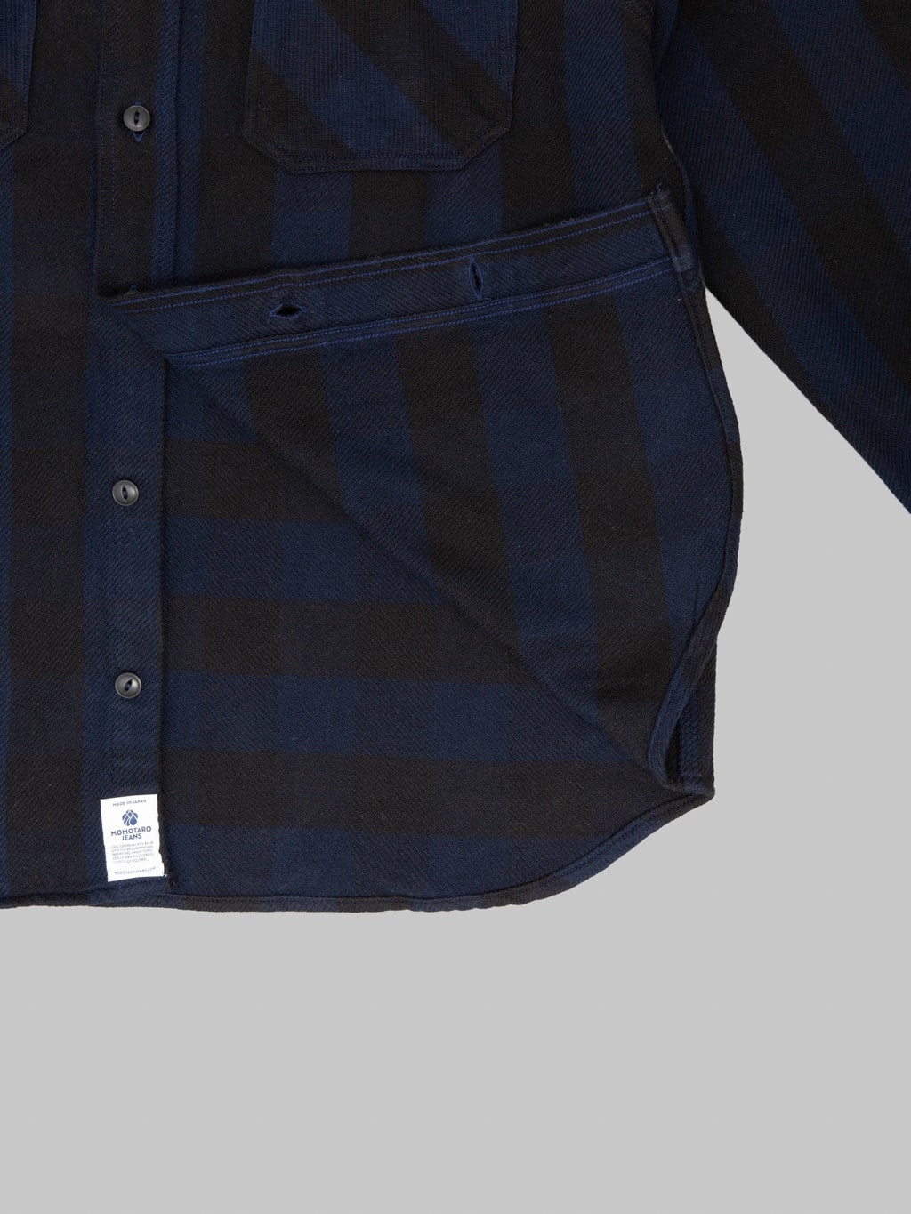 Momotaro Jeans MMLS6002 Block Check Shirt Navy