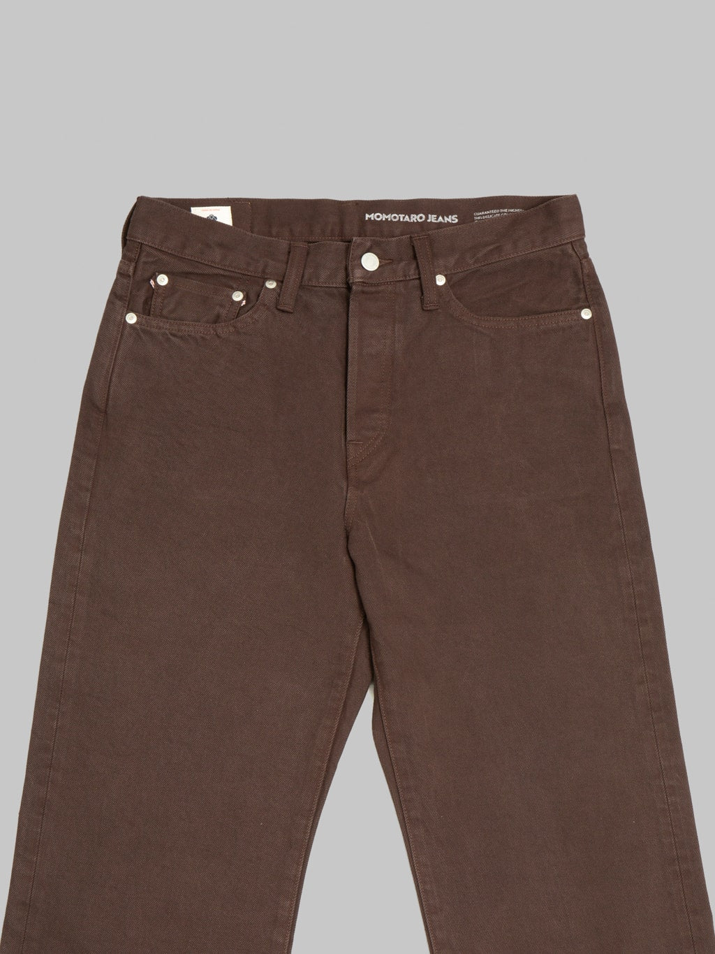 Momotaro MMJE6400 15oz 100 Straight Onigurumi Dyed Jeans Brown front details