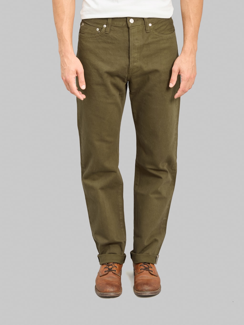 Momotaro Jeans MMJZ6403 #100 15oz "Botanical Moss Khaki Dye" Straight Jeans