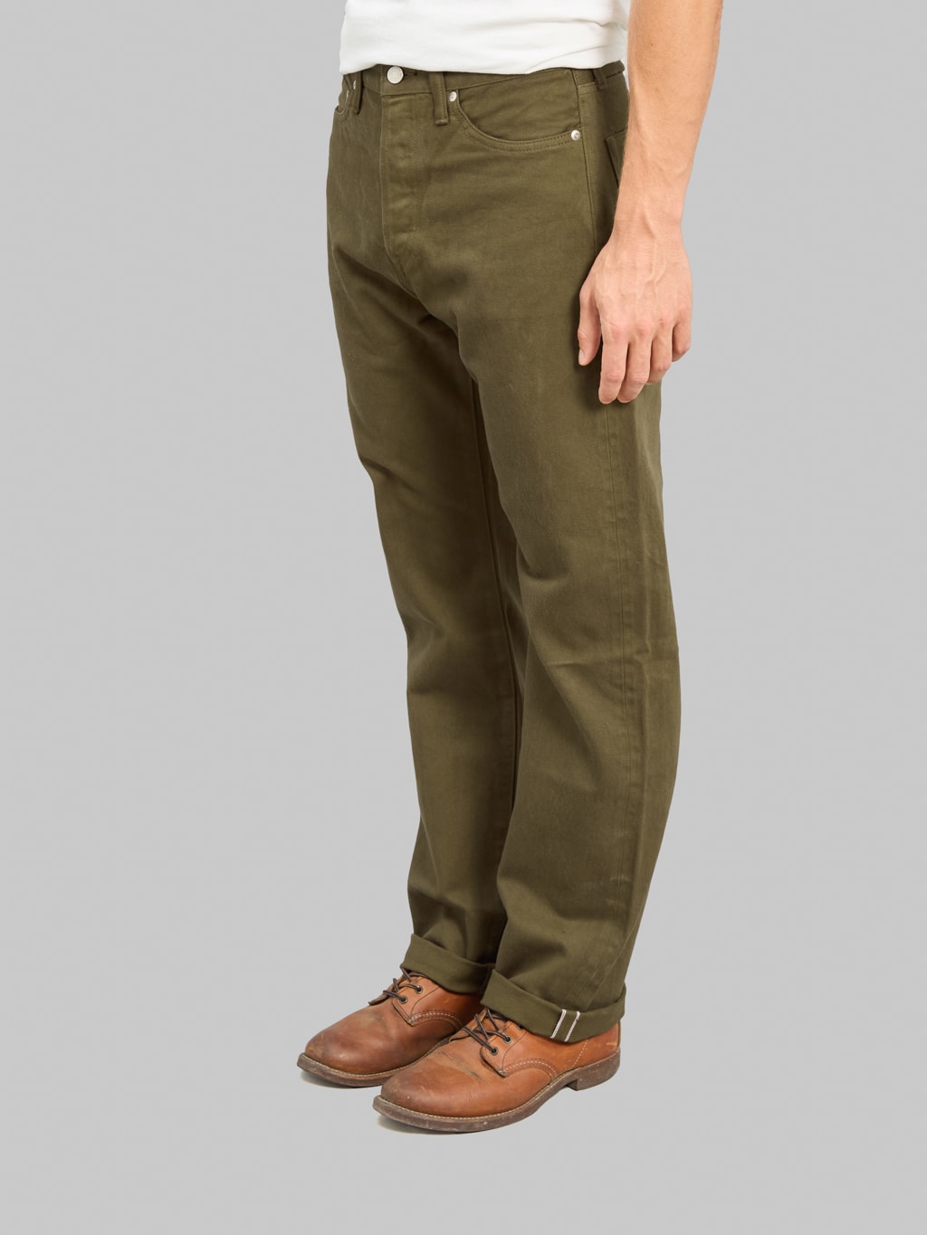 Momotaro Jeans MMJZ6403 #100 15oz "Botanical Moss Khaki Dye" Straight Jeans