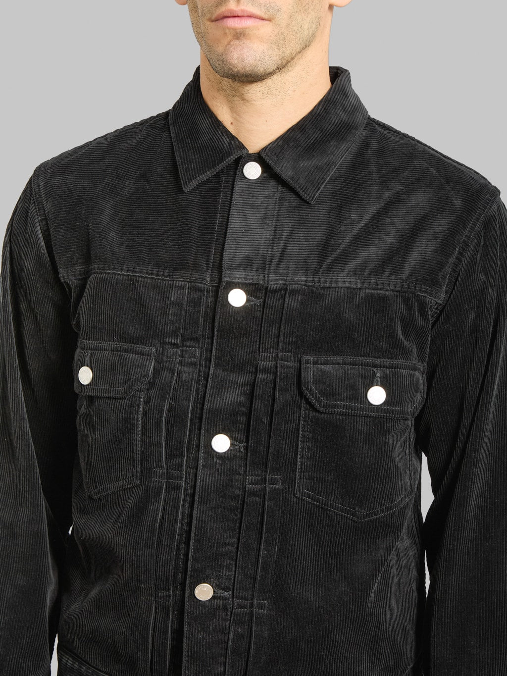 Momotaro MMOT6001 002 Corduroy Jacket Black chest
