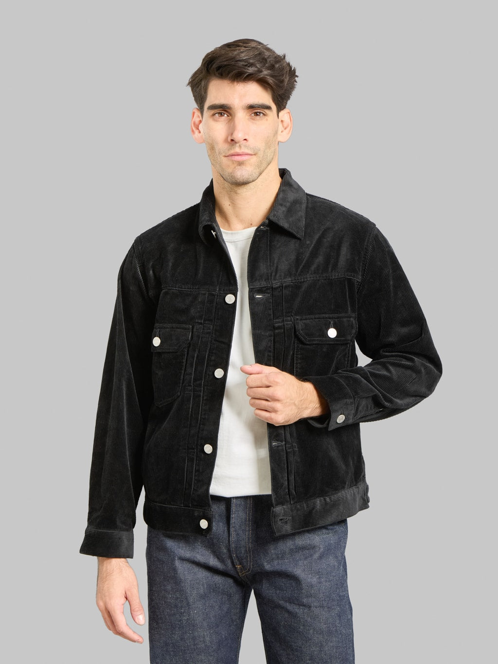 Momotaro MMOT6001 #002 Corduroy Jacket Black Organic Cotton