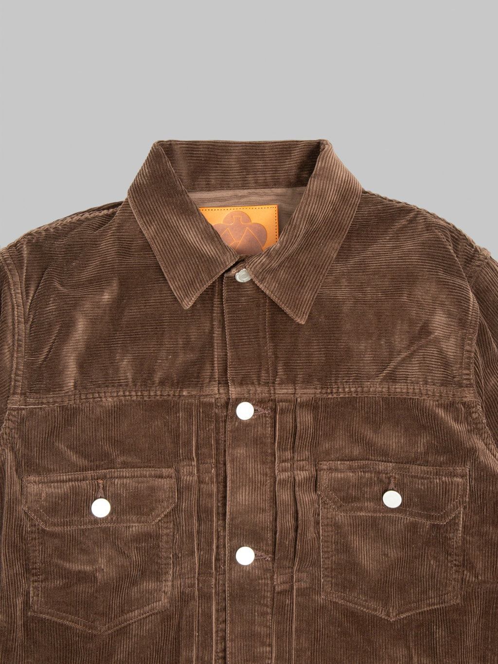 Momotaro MMOT6001 002 Corduroy Jacket Brown chest details