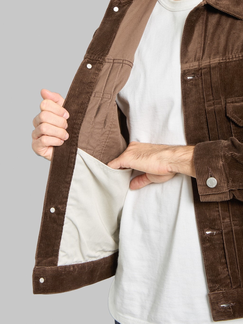 Momotaro MMOT6001 002 Corduroy Jacket Brown inner pocket