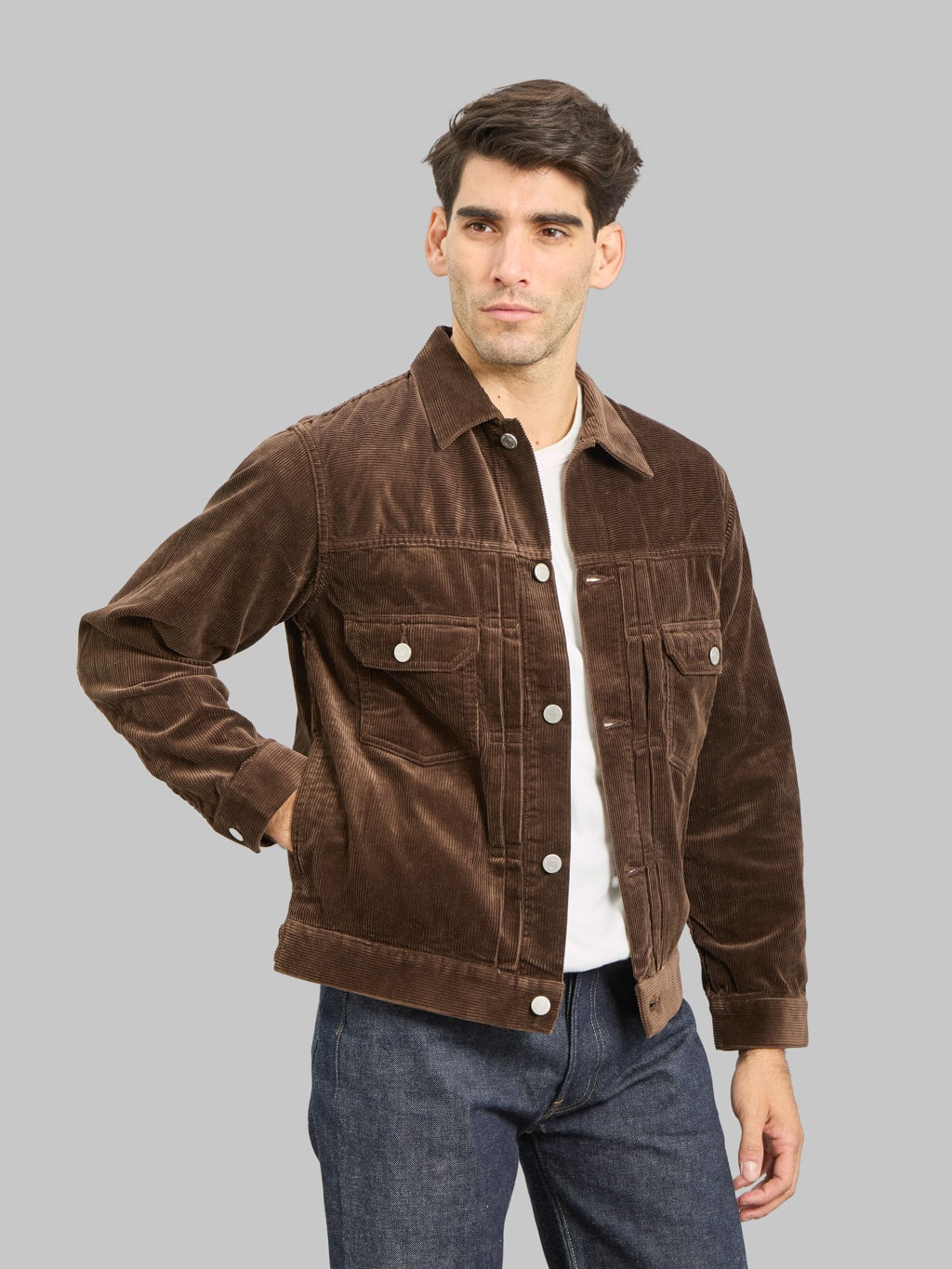 Momotaro MMOT6001 002 Corduroy Jacket Brown styled