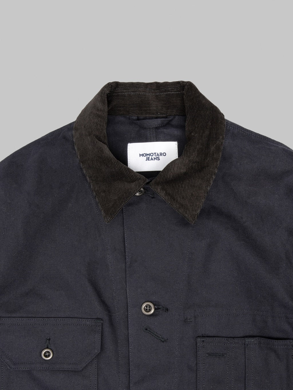 Momotaro MMOT6312 Duck Coverall Navy collar made in japan