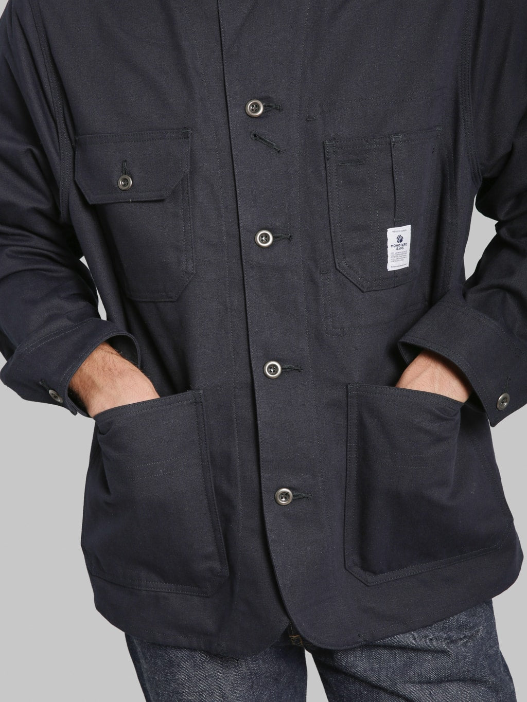 Momotaro MMOT6312 Duck Coverall Navy front pockets