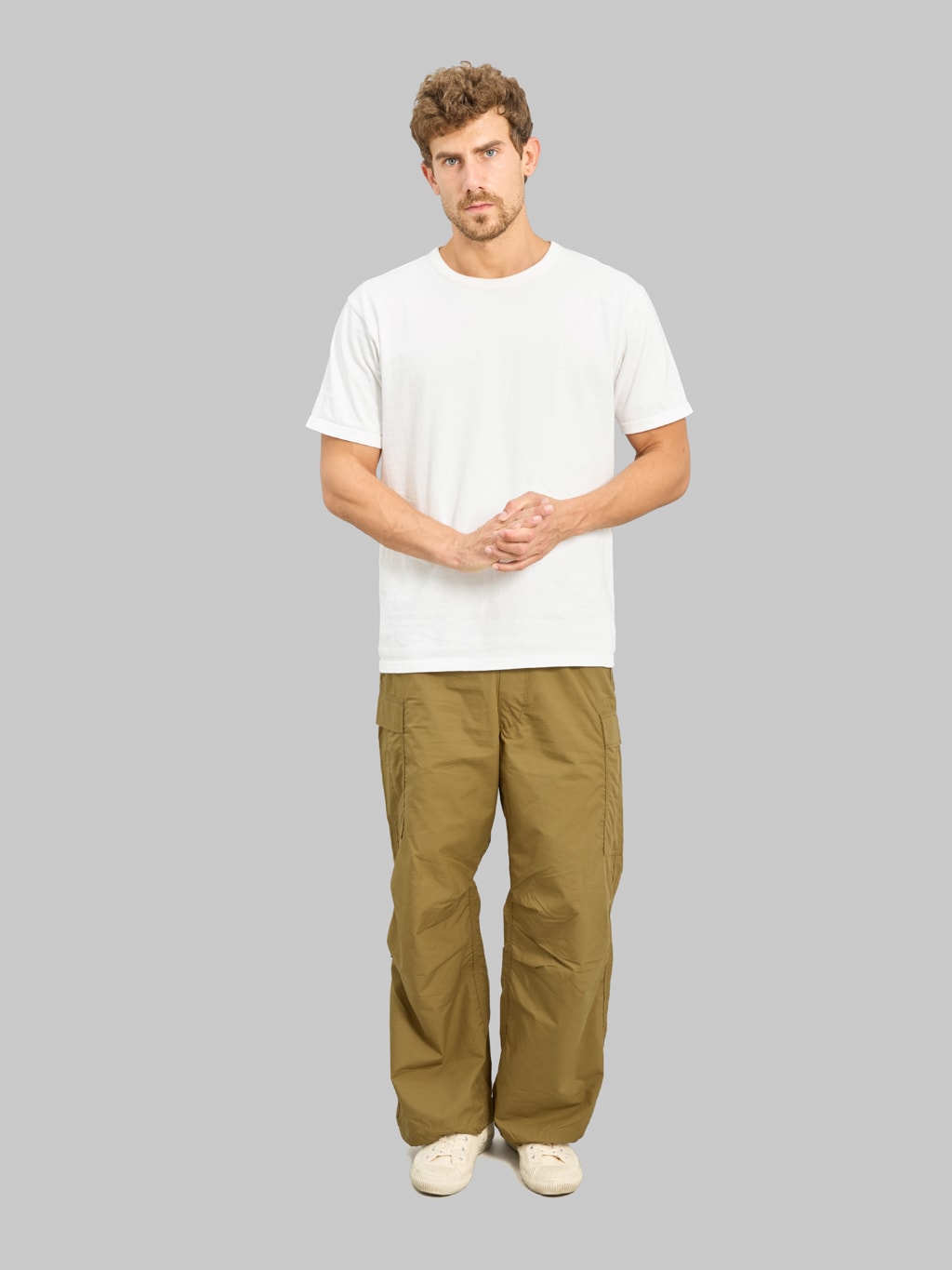 Momotaro Jeans MMPT6009 Cotton Silk Cargo Pants Khaki