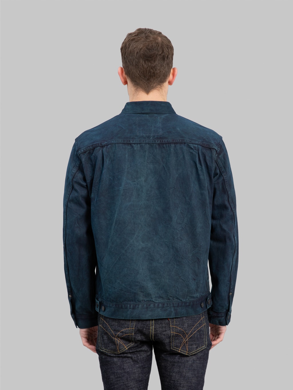 momotaro mxgj10024a mud natural indigo dyed type 2 selvedge denim jacket back