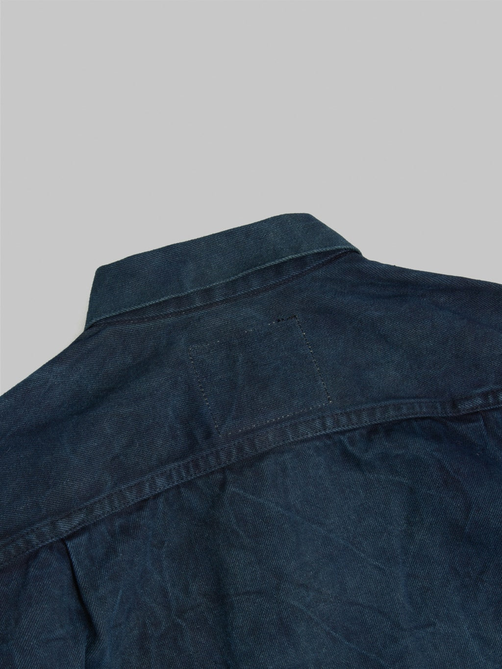 momotaro mud natural indigo dyed type 2 selvedge denim jacket back collar