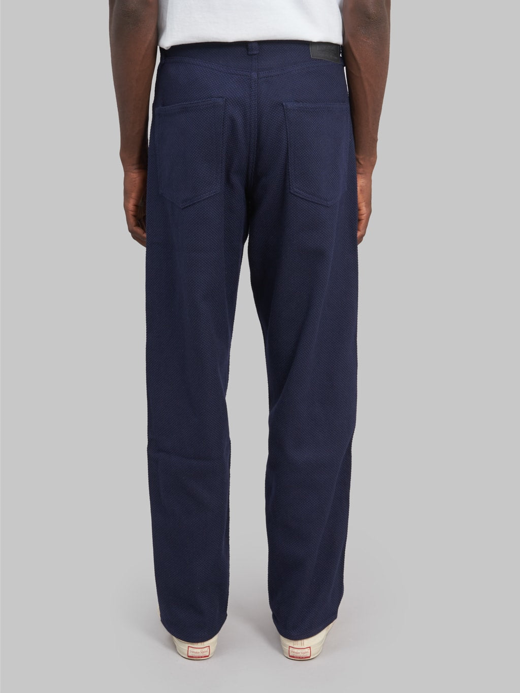 momotaro mxpt 1204 indigo sashiko wide tapered pants back fit