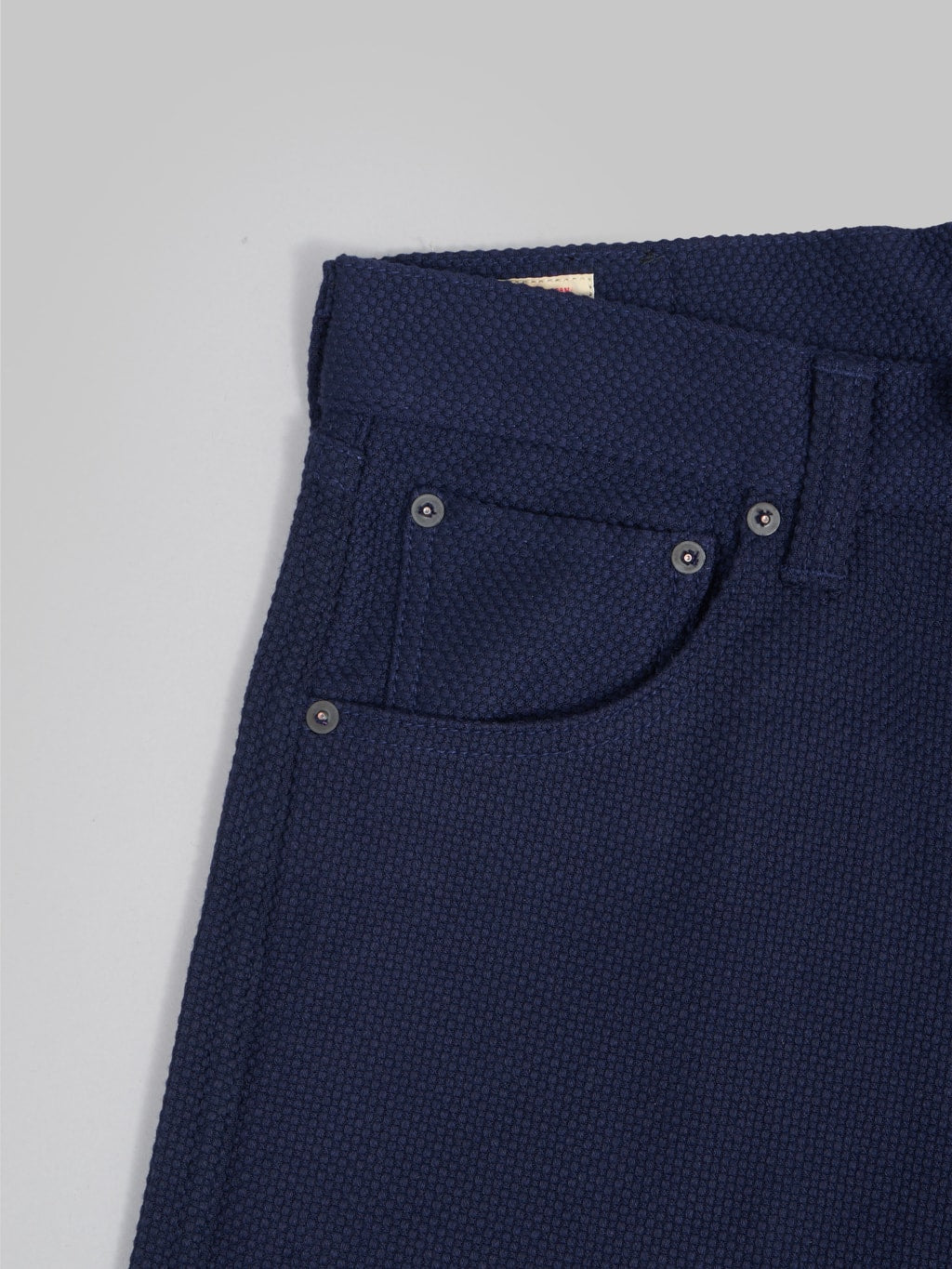 momotaro mxpt 1204 indigo sashiko wide tapered pants  coin pocket