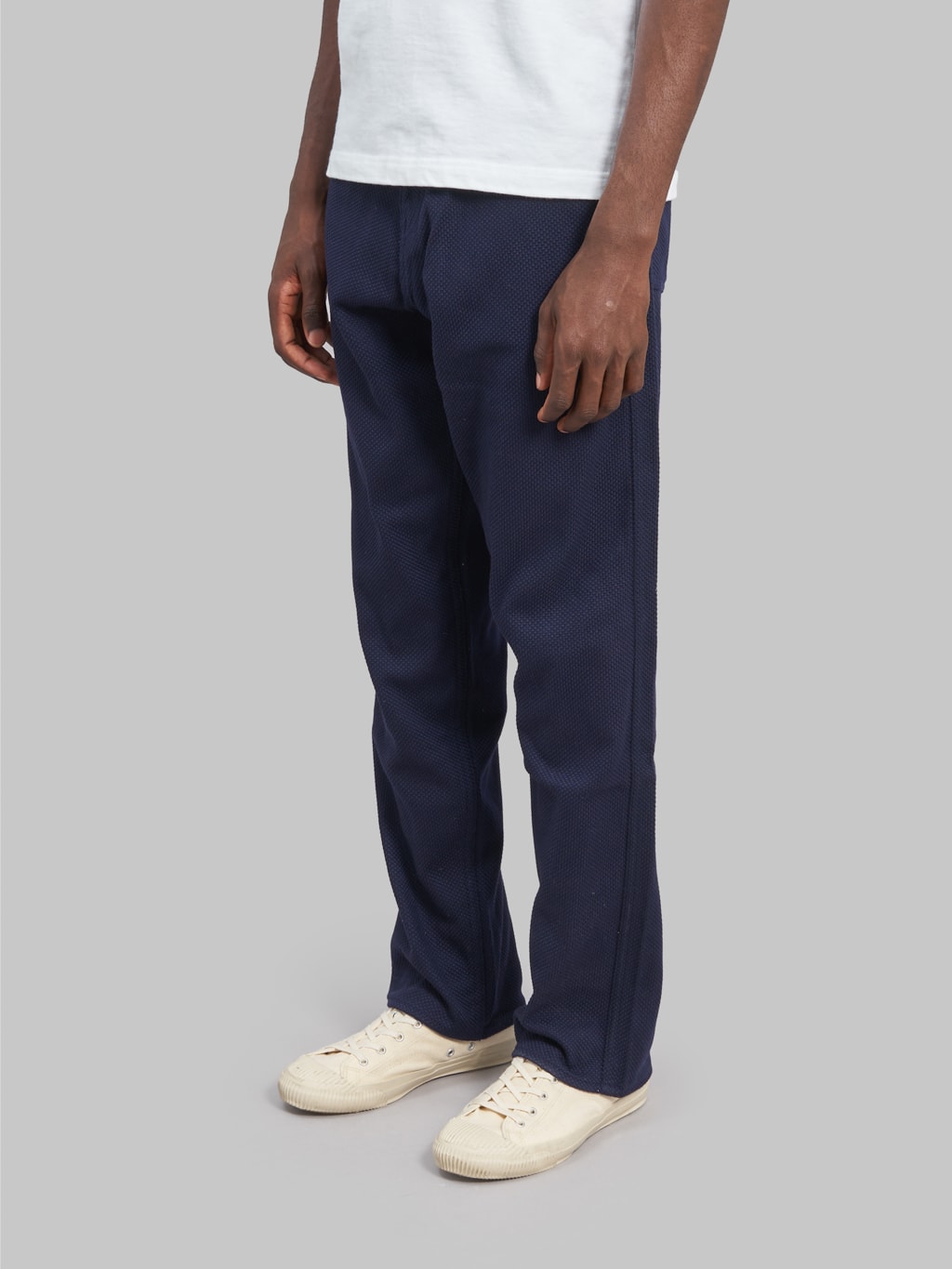 momotaro mxpt 1204 indigo sashiko wide tapered pants  side fit