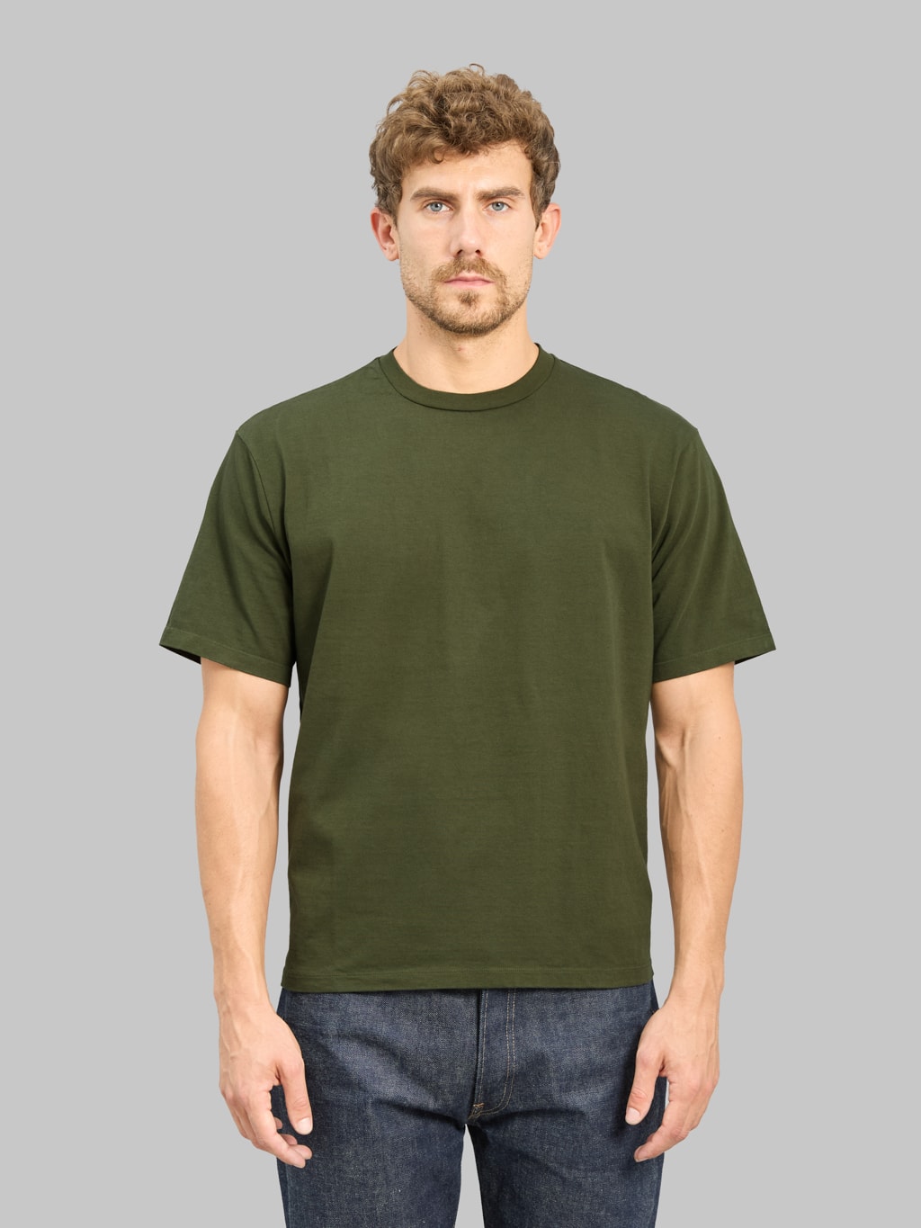 Momotaro Jeans MMTS6029 Zimbabwe Cotton Botanical Dyed T-Shirt Green