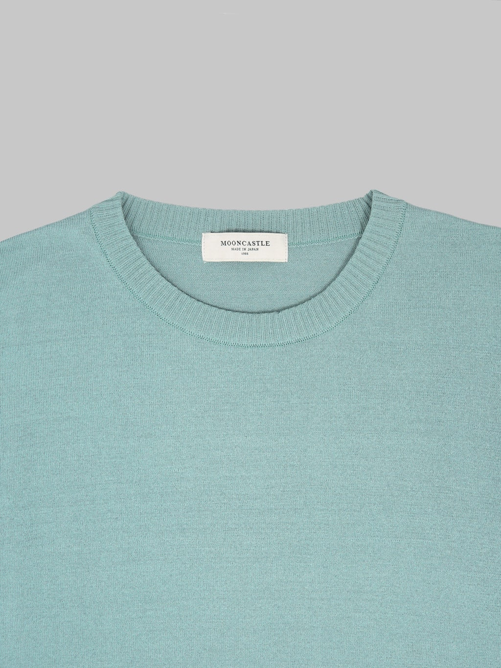 Mooncastle 12G Ice Cotton Crewneck TShirt Mist Green collar