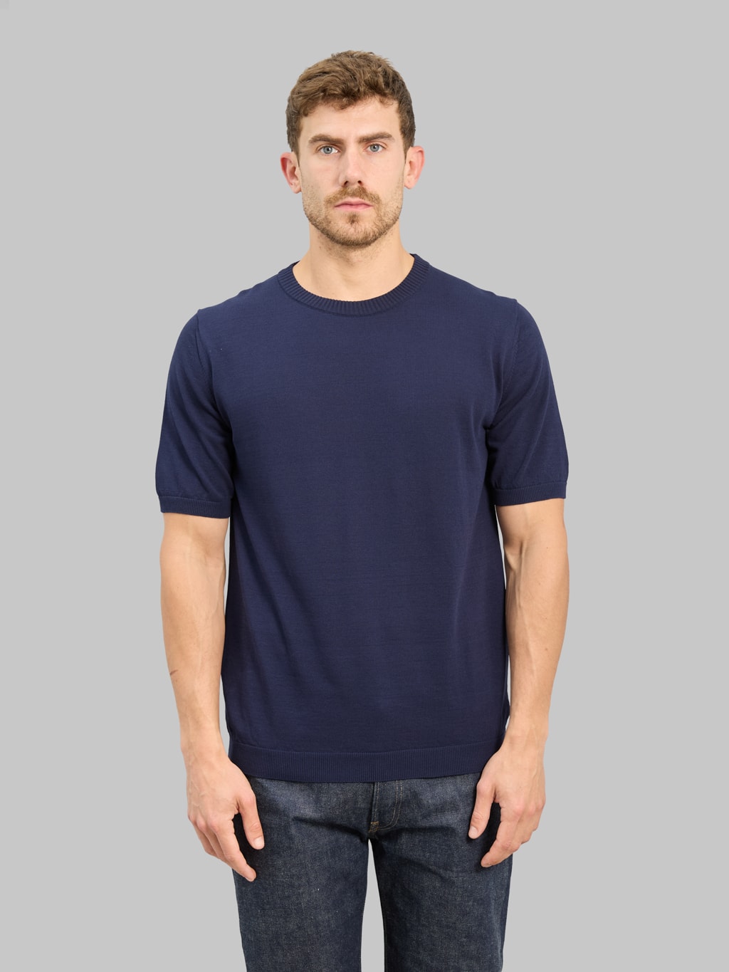 Mooncastle 12G Ice Cotton Crewneck T-Shirt Navy