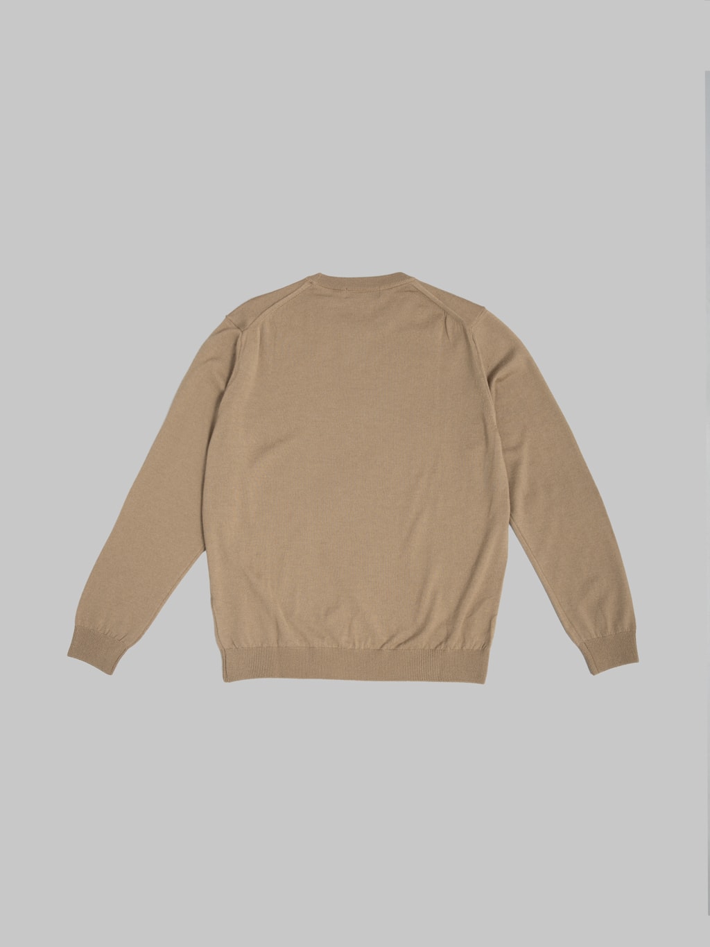 Mooncastle 12G Lightweight Merino Wool Crewneck Pullover Sand Beige