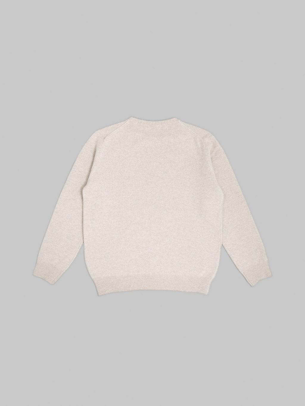 Moocastle 7G Cashmere Silk Wool Crewneck Pullover Beige Grey back